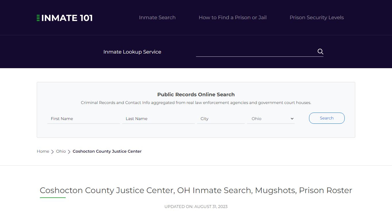 Coshocton County Justice Center, OH Inmate Search, Mugshots, Prison ...